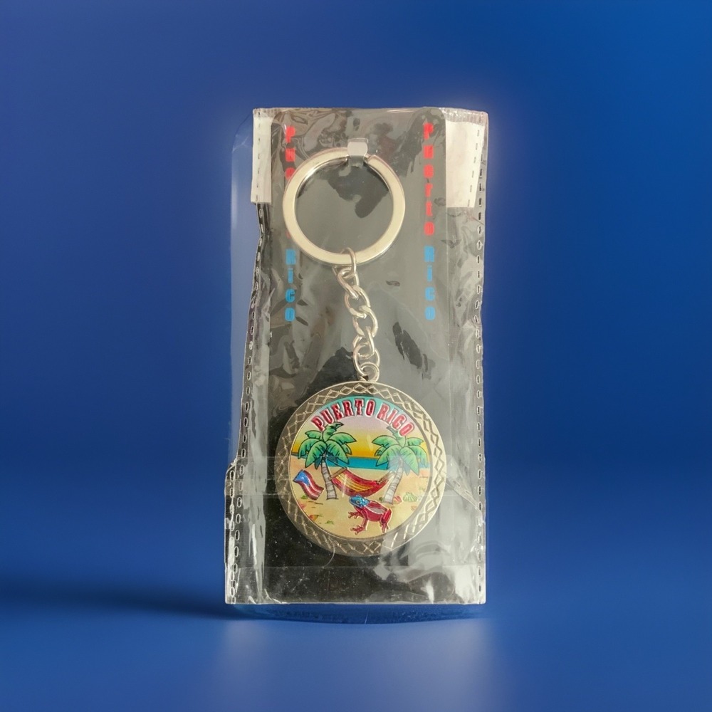 Puerto Rico Heavy Keychain Flag Coqui Frog Palm Tree Souvenir Multicolor - Picture 9 of 9